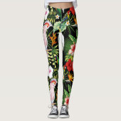 Parrot en Macaw met tropische Planten patroon Leggings (Voorkant)