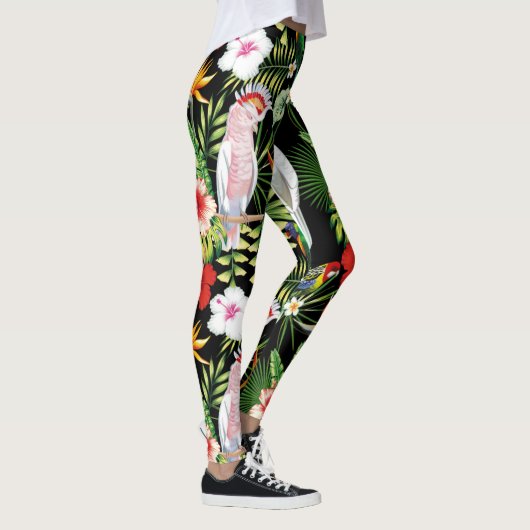 Parrot en Macaw met tropische Planten patroon Leggings (Rechts)