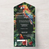 Parrot Exotisch oerwoud Paradijsvogel bruiloft RSV All In One Uitnodiging (Binnen)