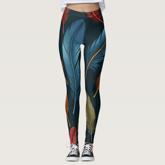 Parrot Feather geïnspireerd ontwerp Leggings (Voorkant)