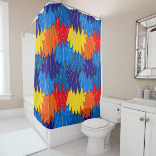 Parrot Feathers Scarlet Macaw Exotic Bird Pattern Douchegordijn