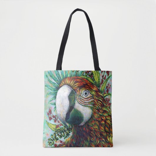 Parrot Floral Tropical Green Funny Canvas tas (Voorkant)