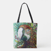 Parrot Floral Tropical Green Funny Canvas tas (Achterkant)
