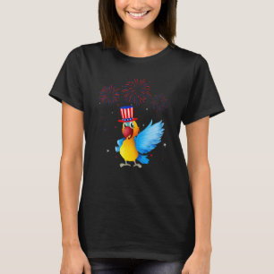 Parrot Graphic Red White Blue Fireworks Decor 4th T-shirt