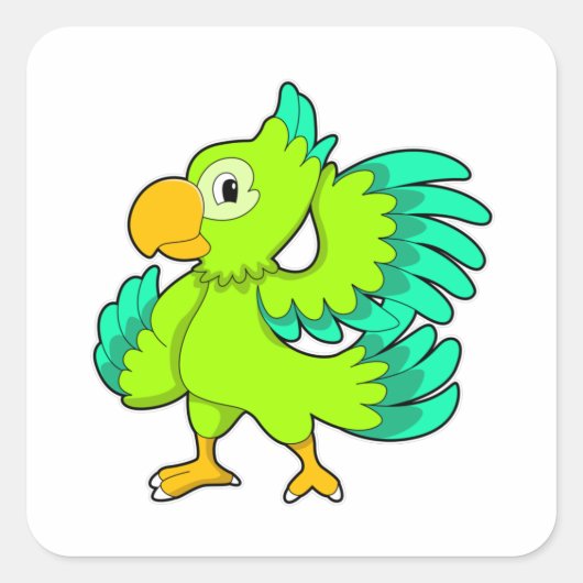 Parrot green vierkante sticker (Voorkant)