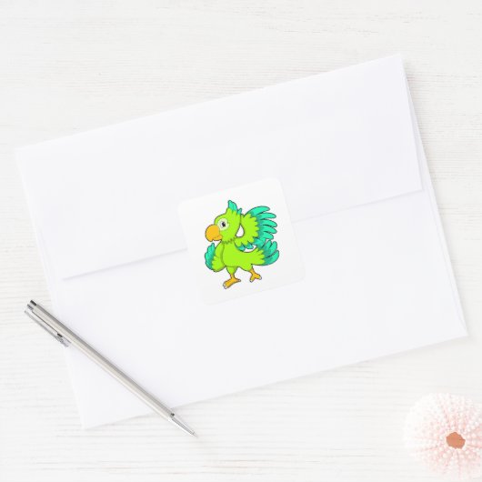Parrot green vierkante sticker (Envelop)