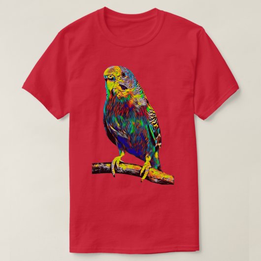 Parrot Hangen op een boomvogelkleurig ontwerp T-shirt (Design voorkant)