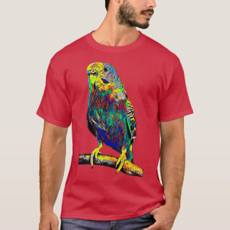 Parrot Hangen op een boomvogelkleurig ontwerp T-shirt