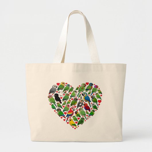 Parrot Heart Grote Tote Bag (Voorkant)