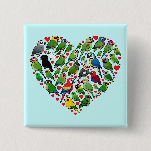 Parrot Heart Vierkante Button 5,1 Cm (Voorkant)