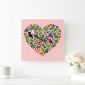Parrot Heart Vierkante Klok (Huis)