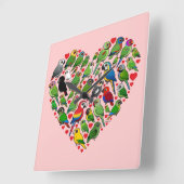 Parrot Heart Vierkante Klok (Hoek)