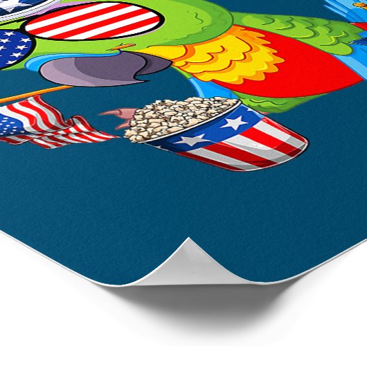Parrot Holding Amerikaanse vlag - Zonnebrillen, vi Poster (Hoek)