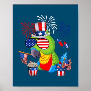 Parrot Holding Amerikaanse vlag - Zonnebrillen, vi Poster