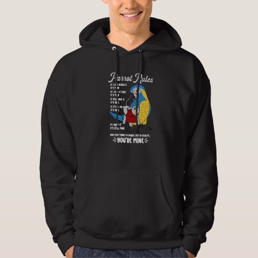 Parrot House Rules Het is Mine I Blue-throated Mac Hoodie (Voorkant)