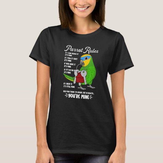 Parrot House Rules Het is Mine I Oranje-winged Ama T-shirt (Voorkant)