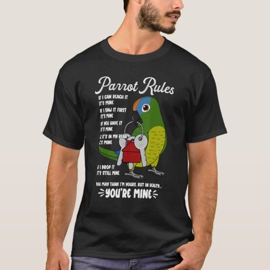 Parrot House Rules Het is Mine I Peach fronted Con T-shirt (Voorkant)