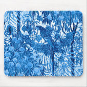Parrot in a Jungle Setting, Indigo Blue and White Muismat (Voorkant)