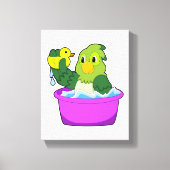 Parrot in Bathtub met Duck Canvas Afdruk (Voorkant)