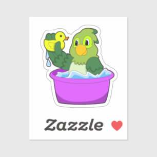 Parrot in Bathtub met Duck Sticker