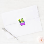 Parrot in Bathtub met Duck Vierkante Sticker (Envelop)
