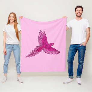 Parrot in de vlucht, Fuchsia en Ice Pink Fleece Deken
