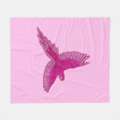 Parrot in de vlucht, Fuchsia en Ice Pink Fleece Deken (Voorkant (Horizontaal))