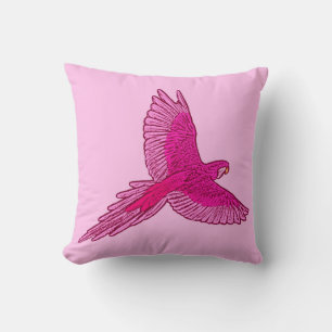 Parrot in de vlucht, Fuchsia en Ice Pink Kussen
