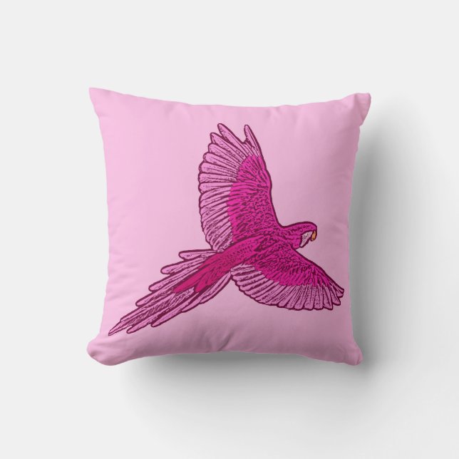 Parrot in de vlucht, Fuchsia en Ice Pink Kussen (Voorkant)