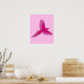 Parrot in de vlucht, Fuchsia en Ice Pink Poster (Keuken)