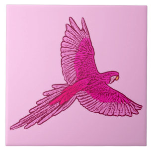Parrot in de vlucht, Fuchsia en Ice Pink Tegeltje