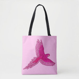 Parrot in de vlucht, Fuchsia en Ice Pink Tote Bag