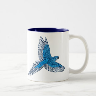 Parrot in de vlucht, kobalt Blue en Navy Tweekleurige Koffiemok
