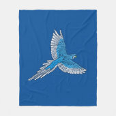 Parrot in de vlucht, kobalt Blue en White Fleece Deken (Voorkant)