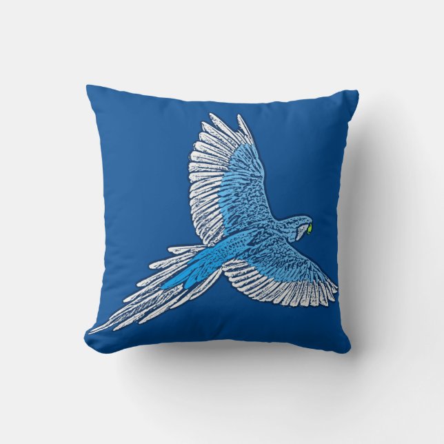 Parrot in de vlucht, kobalt Blue en White Kussen (Voorkant)