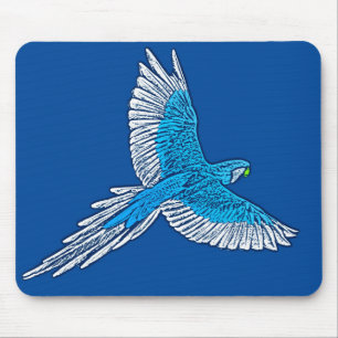 Parrot in de vlucht, kobalt Blue en White Muismat