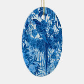 Parrot in een Oerwoud dat Plaatst, Indigo Blauw en Keramisch Ornament (Rechts)