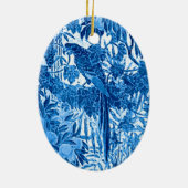 Parrot in een Oerwoud dat Plaatst, Indigo Blauw en Keramisch Ornament (Achterkant)