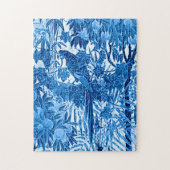 Parrot in een Oerwoud dat Plaatst, Indigo Blauw en Legpuzzel (Verticaal)