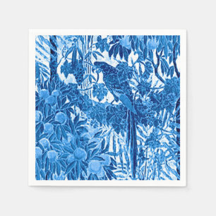 Parrot in een Oerwoud dat Plaatst, Indigo Blauw en Servet
