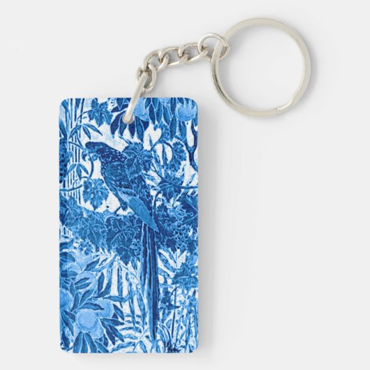 Parrot in een Oerwoud dat Plaatst, Indigo Blauw en Sleutelhanger (achterkant)