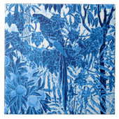 Parrot in een Oerwoud dat Plaatst, Indigo Blauw en Tegeltje (Voorkant)