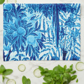 Parrot in een Oerwoud dat Plaatst, Indigo Blauw en Theedoek (Gevouwen)