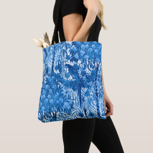 Parrot in een Oerwoud dat Plaatst, Indigo Blauw en Tote Bag