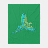 Parrot in Flight, Jade Green en Turquoise Fleece Deken (Voorkant)