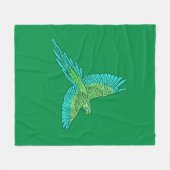 Parrot in Flight, Jade Green en Turquoise Fleece Deken (Voorkant (Horizontaal))