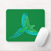 Parrot in Flight, Jade Green en Turquoise Muismat (Met muis)