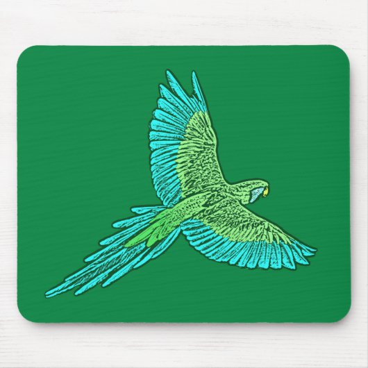 Parrot in Flight, Jade Green en Turquoise Muismat (Voorkant)