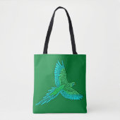 Parrot in Flight, Jade Green en Turquoise Tote Bag (Voorkant)
