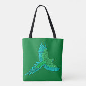 Parrot in Flight, Jade Green en Turquoise Tote Bag (Achterkant)